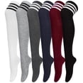 thumbnail image 1 of Loritta 6 Pairs Thigh High Stockings Womens Knee High Socks, over The Knee Socks, Style a, 1 of 7