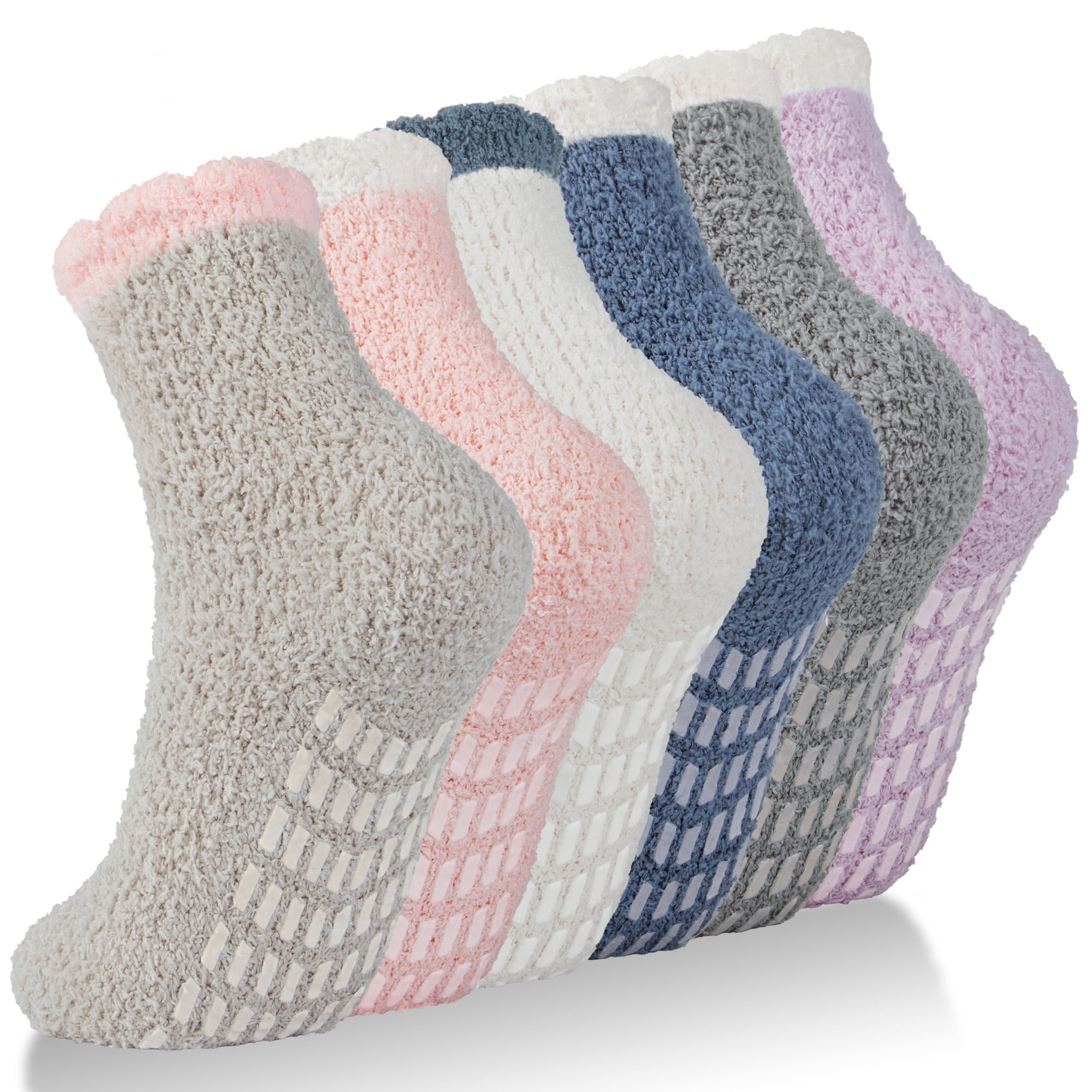 JORMATT 5 Pairs Womens Fuzzy Socks Winter Slipper Socks Non-Slip