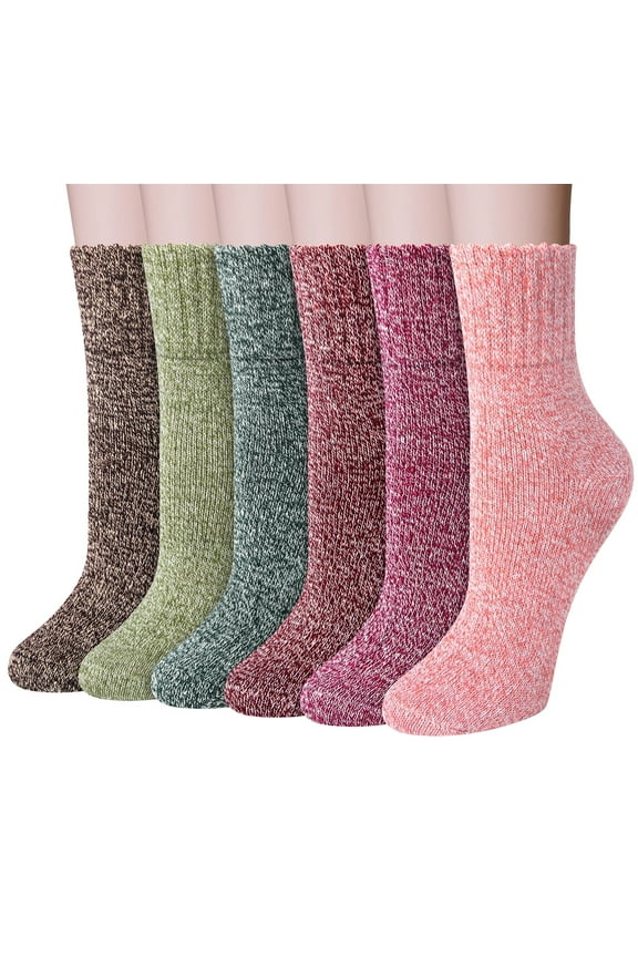 6 Pairs Women Wool Socks Thick Knit Warm Winter Socks for Women Gifts Size 5-9