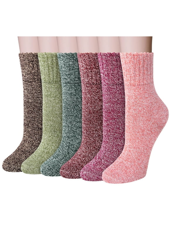 6 Pairs Women Wool Socks Thick Knit Warm Winter Socks for Women Gifts Size 5-9
