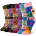 thumbnail image 1 of Loritta 6 Pairs Women's Cute Wool Crew Socks Cozy Fuzzy Warm Winter Socks with Fun Patterns, Gift Idea, Size 5-9, 1 of 8