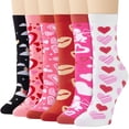 thumbnail image 1 of Loritta 6 Pairs Womens Crew Socks Cotton Novelty Socks Colorful Funny Socks Valentine's Day Gifts, Size 5-9, 1 of 6