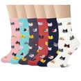 thumbnail image 1 of Loritta 6 Pairs Womens Crew Socks Cute Dog Cat Novelty Animal Cartoon Girl Socks Cotton Gifts, Size 5-9, 1 of 6