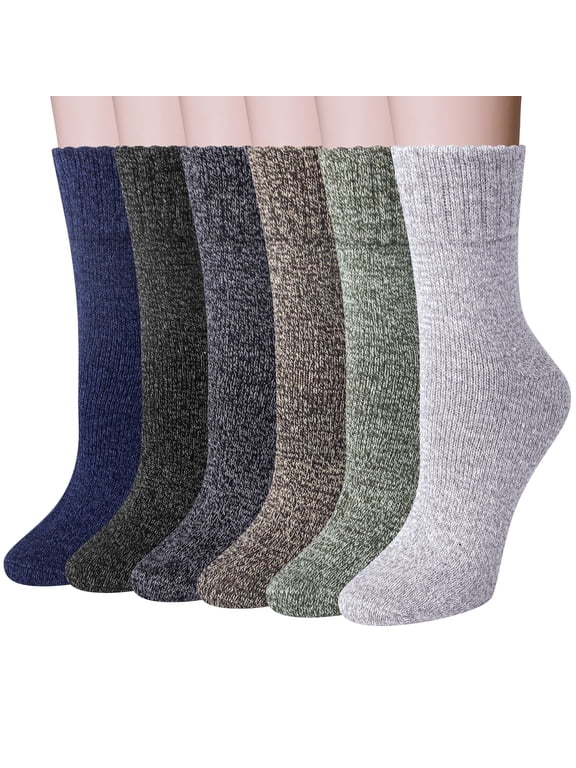 6 Pairs Womens Socks Wool Socks Thick Knit Warm Winter Socks for Women Gifts Size 5-9