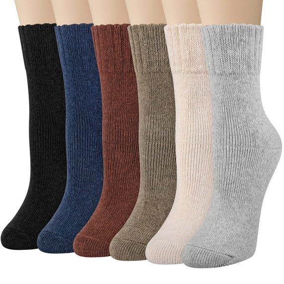Loritta 6 Pairs Womens Socks Wool Socks Thick Knit Warm Winter Socks for Women Gifts Size 5-9