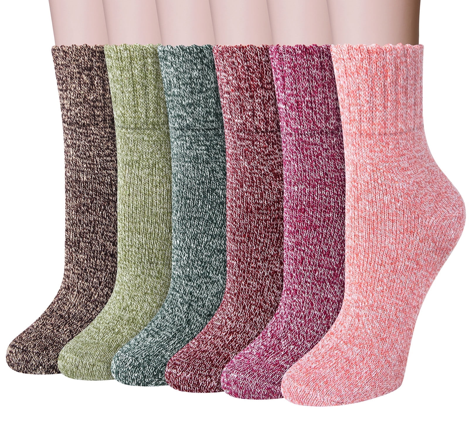 Loritta 6 Pairs Women Wool Socks Thick Knit Warm Winter Socks for Women Gifts Size 5-9