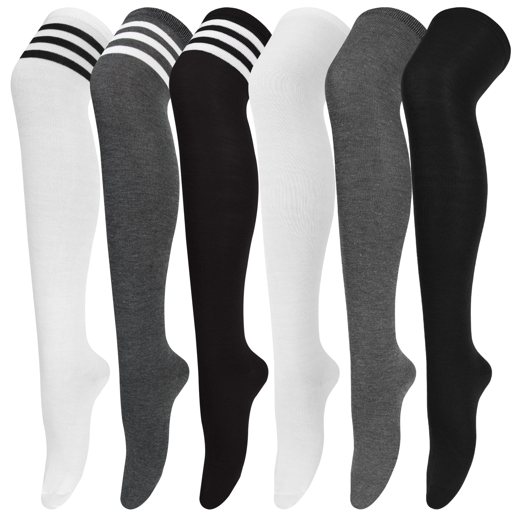 Loritta 6 Pairs Womens Thigh High Socks, over the Knee High Socks ...