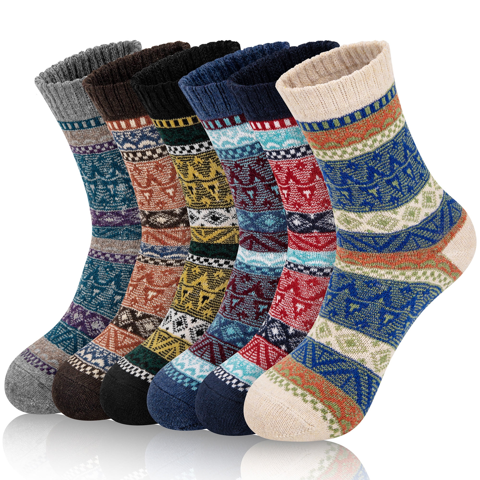 Loritta 6 Pairs Womens Wool Socks Thermal Hiking Winter Boot Warm Thick