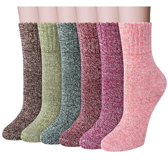 Loritta 6 Pairs Wool Socks for Women, Warm Winter Crew Boot Socks Size 5-9