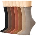 thumbnail image 1 of Loritta 7 Pairs Ruffle Socks Womens Crew Socks Casual Cute Frilly Cotton Socks for Women Soft, 1 of 10