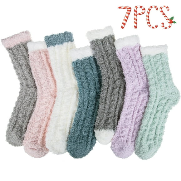 Loritta 7 Pairs Winter Womens Fuzzy Socks Soft Warm Cozy Fluffy Soft Fleece Socks Size 6-10
