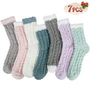 Loritta 7 Pairs Winter Womens Fuzzy Socks Soft Warm Cozy Fluffy Soft Fleece Socks Size 5-9