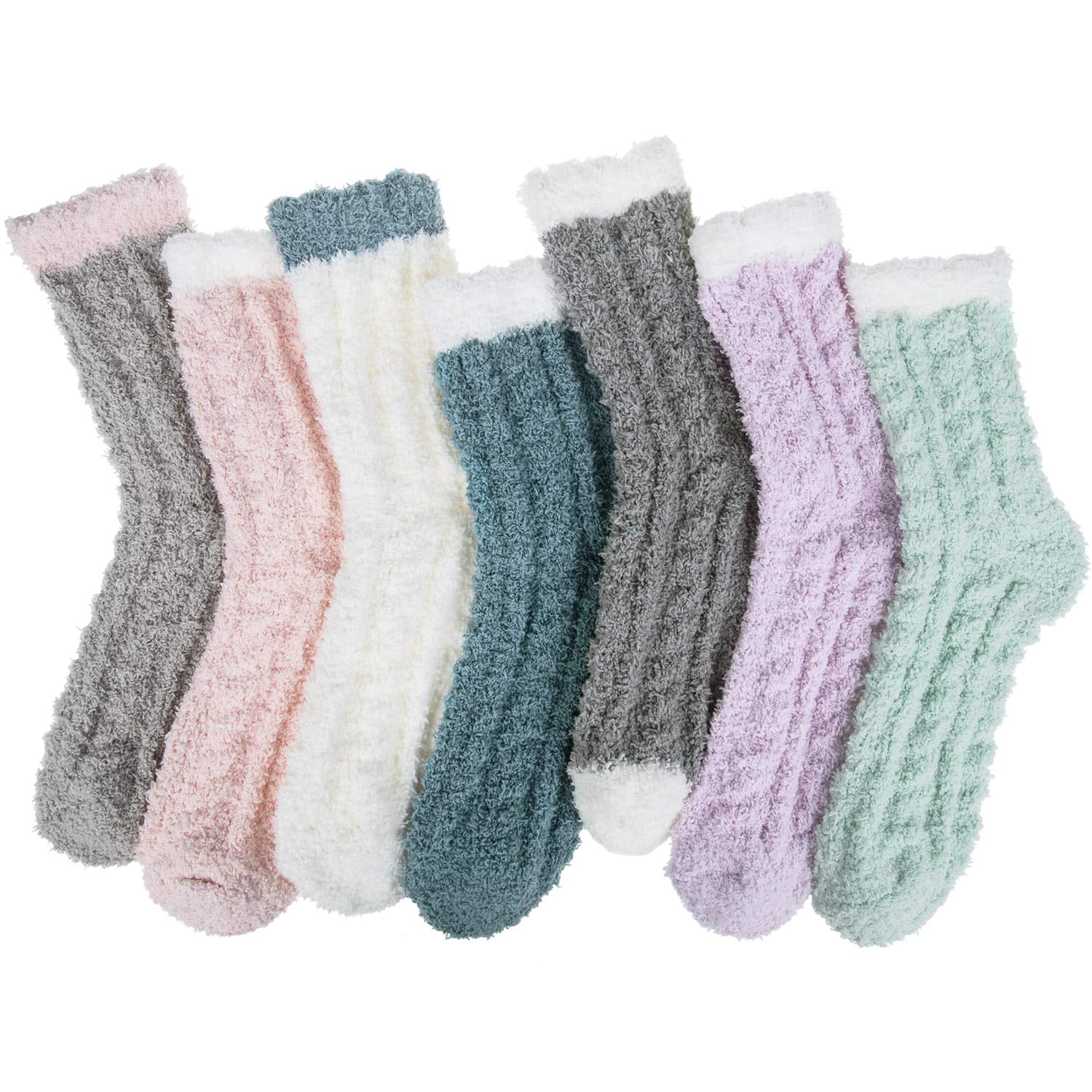 Loritta 7 Pairs Womens Fuzzy Socks Soft Winter Warm Cozy Fluffy Soft ...