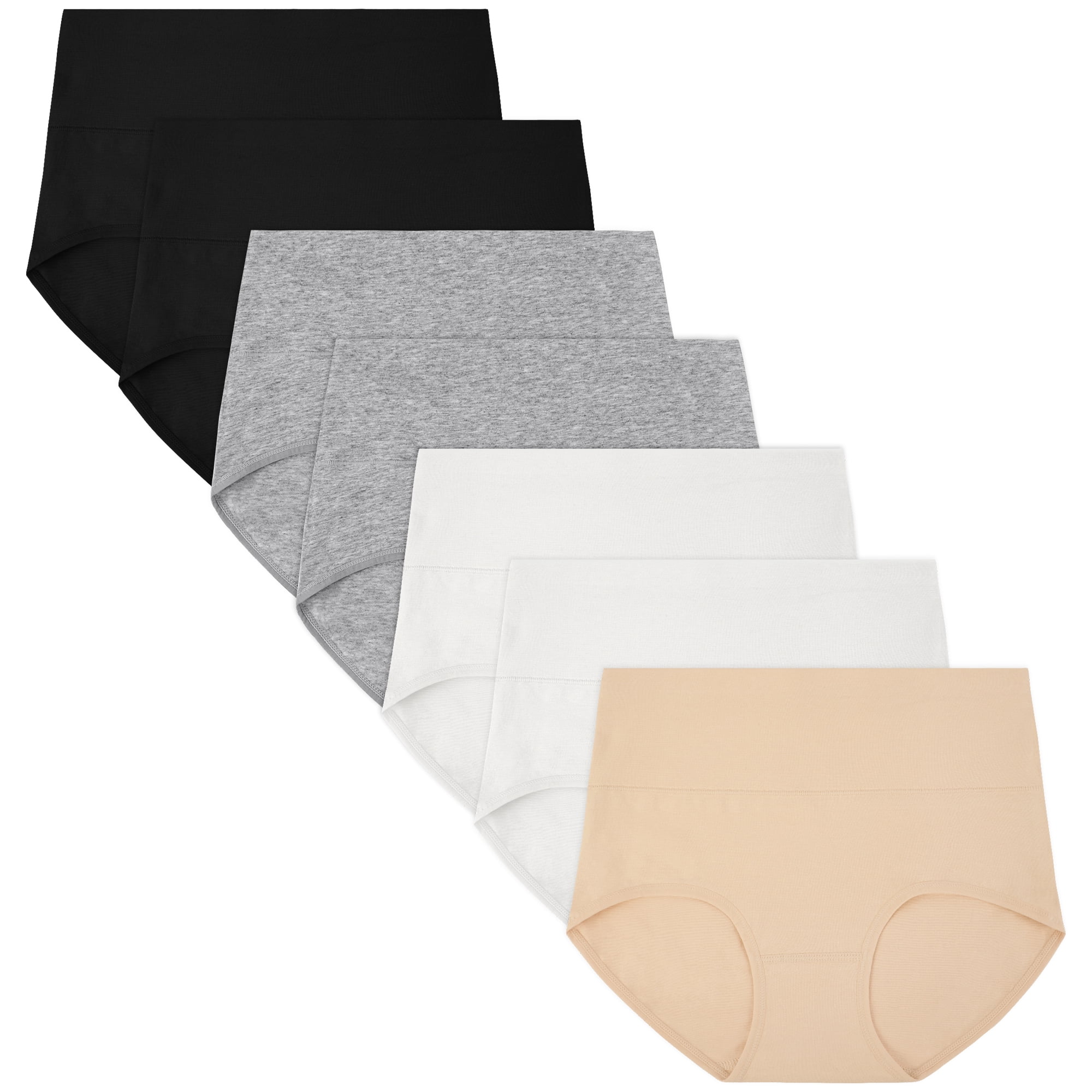 Loritta 7 Pcs Womens Cotton Underwear High Waisted Full Coverage