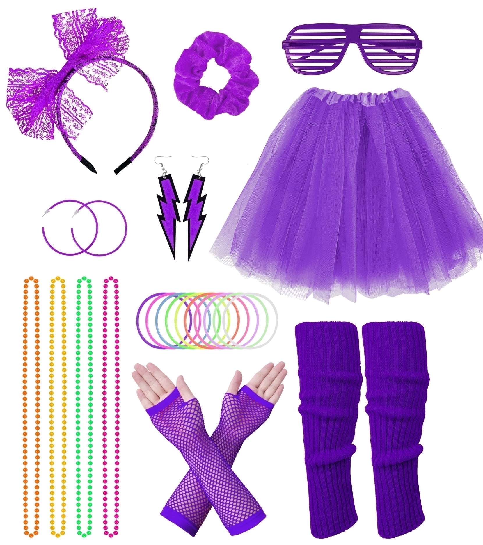 Loritta 80s Costumes for Women, Tutu Skirt, Gloves, Leg Warmers — free download