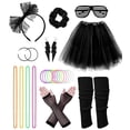 thumbnail image 1 of Loritta 80s Costumes for Women Fancy Outfit Accessories Set with Fishnet Gloves Leg Warmers Tutu Skirts for Theme Party, 1 of 7