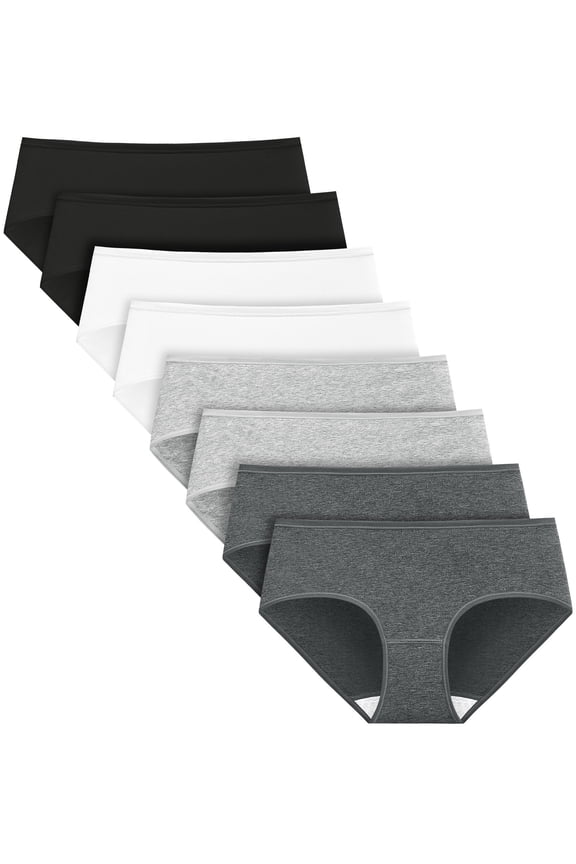 8 Pack Underwear for Women Cotton Hipster Middle Waisted Women Underwear Breathable Briefs Soft Ladies Panties for Women Size S-2XL