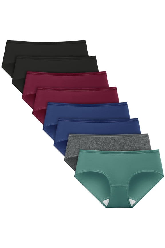 8 Pack Underwear for Women Cotton Hipster Middle Waisted Women Underwear Breathable Briefs Soft Ladies Panties for Women Size S-2XL