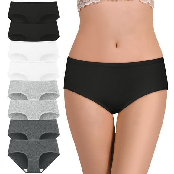 Loritta 8 Pack Underwear for Women Cotton Hipster Middle Waisted Women Underwear Breathable Briefs Soft Ladies Panties for Women Size S-2XL