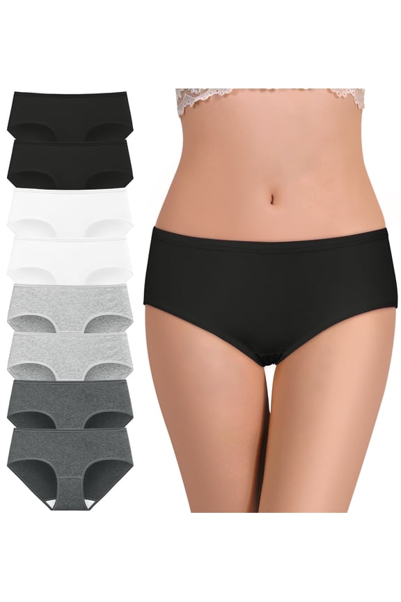8 Pack Cotton Underwear for Women Middle Waisted Underwear Breathable Briefs Soft Ladies Panties for Women Size S-2XL