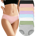thumbnail image 1 of Loritta 8 Pack Underwear for Women Cotton Hipster Middle Waisted Women Underwear Breathable Briefs Soft Ladies Panties for Women Size S-2XL, 1 of 6