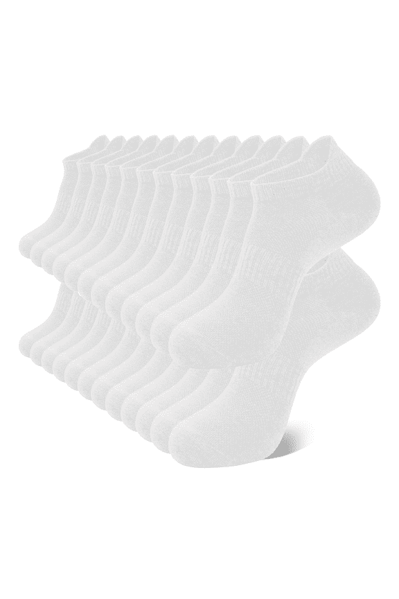 Ankle Socks for Men, Running Low Cut Socks Athletic Size 10-12 Socks for Men White, 12 Pairs