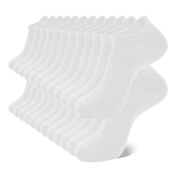 Loritta Ankle Socks for Men, Running Low Cut Socks Athletic Size 10-12 Socks for Men White, 12 Pairs