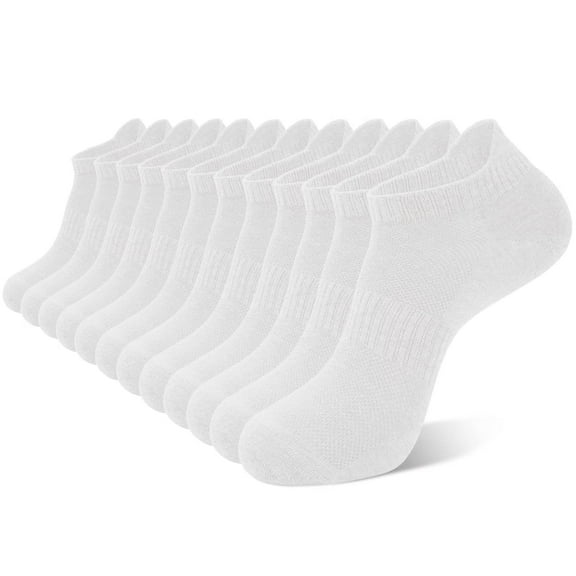 Loritta Ankle Socks for Men, Running Low Cut Socks Athletic Size 8-10 Socks for Men White, 12 Pairs