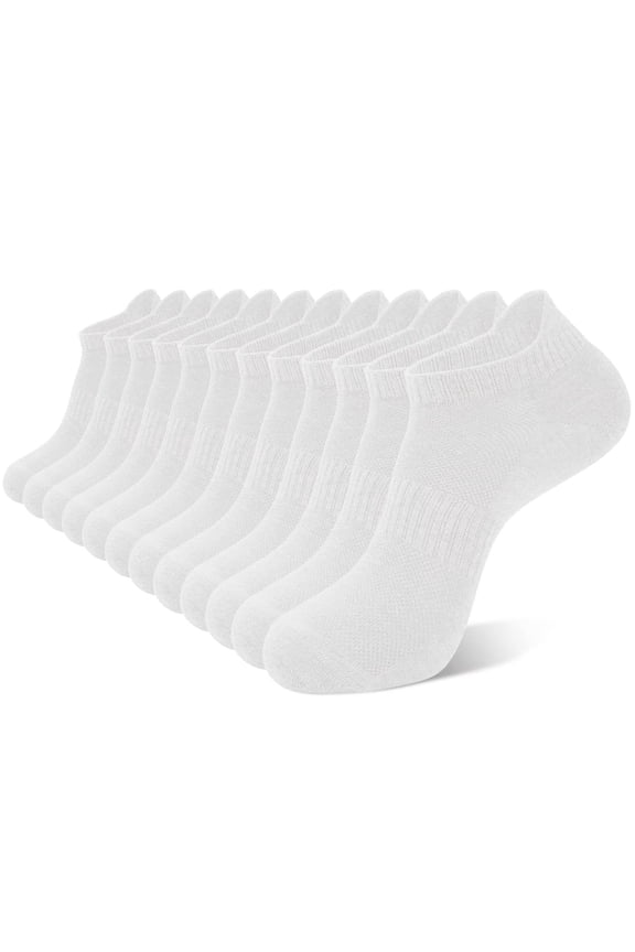 Ankle Socks for Men, Running Low Cut Socks Athletic Size 8-10 Socks for Men White, 12 Pairs