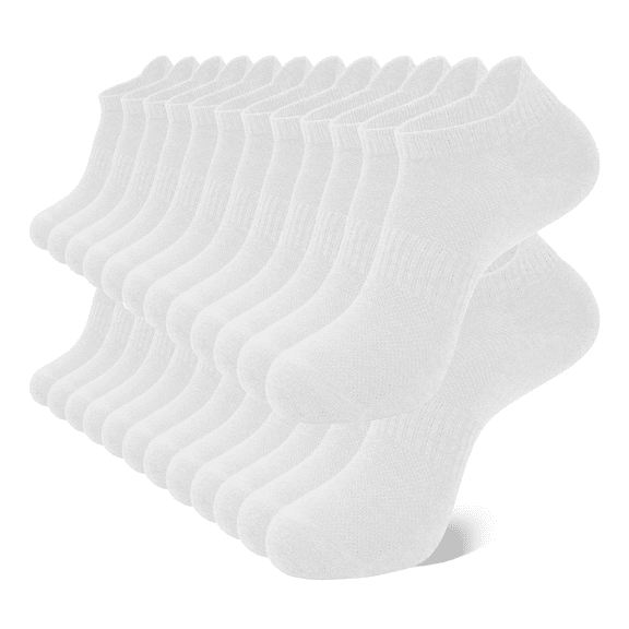 Loritta Ankle Socks for Men, Running Low Cut Socks Athletic Size 8-10 Socks for Men White, 12 Pairs