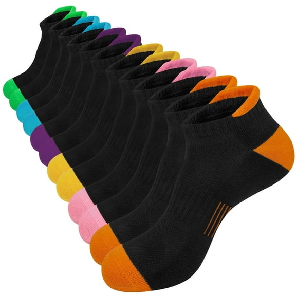 Loritta Ankle Socks for Women 6 Pairs Low Cut Black Athletic No Show Socks for Women, Size 6-8