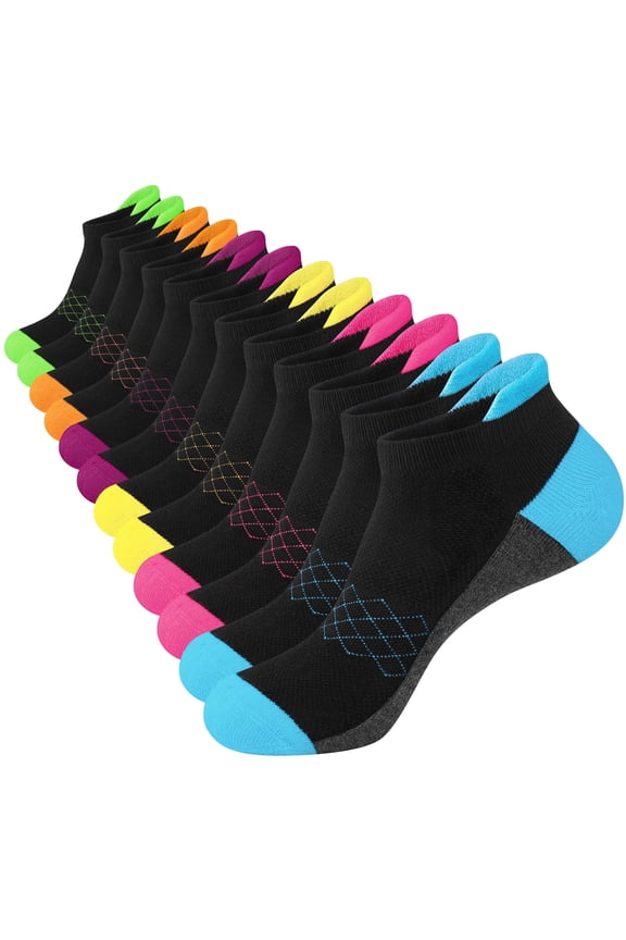 Ankle Socks for Women, Black Athletic No Show Low Cut Size 6-8 Socks for Women, 6 Pairs