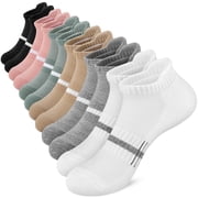 Loritta Ankle Women Socks, 6 Pairs Athletic Cushioned Running Socks for Women, Size 10-12