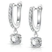 Loritta Dangling Earrings for Women 18k White Gold Plated Jewelry with Drop Swarovski Crystals