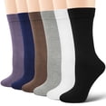 thumbnail image 1 of Loritta Dress Socks Men Crew Socks Solid Casual Black Cotton Athletic Dress Socks for Men 6-Pack，Multicolor, 1 of 6