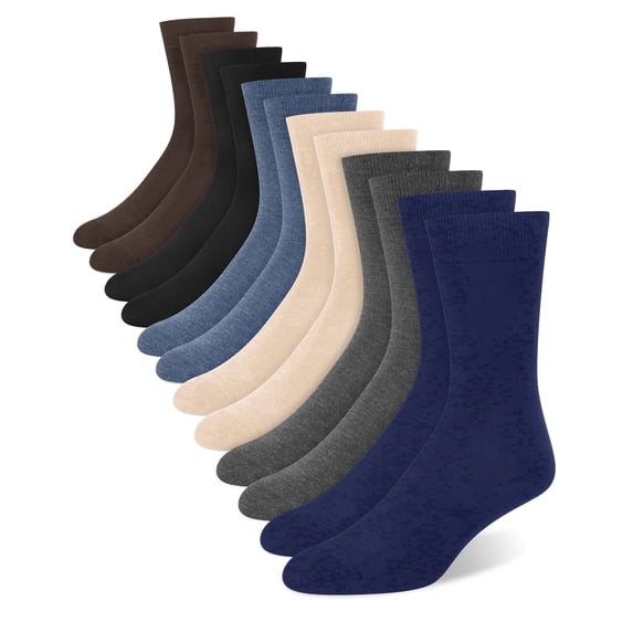 Loritta 6 Pairs Dress Socks Men Crew Socks Solid Casual Black Cotton Athletic Dress Socks for Men