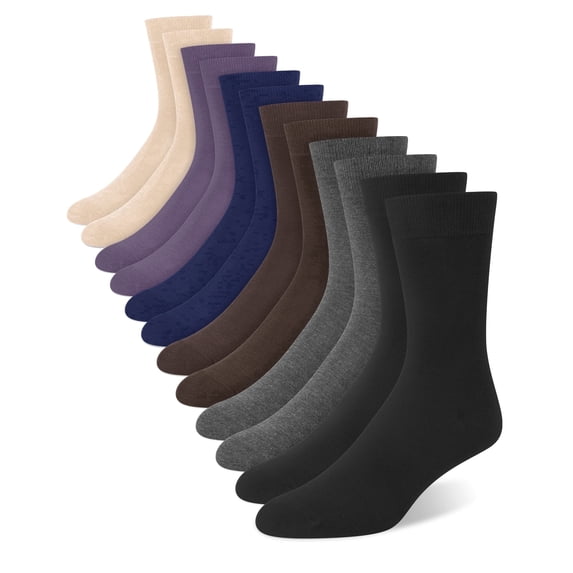 Loritta 6 Pairs Dress Socks Men Crew Socks Solid Casual Black Cotton Athletic Dress Socks for Men