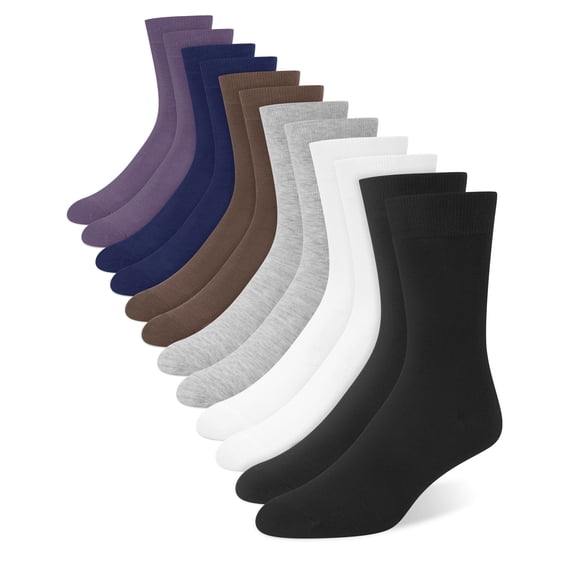 Loritta 6-Pack Men Dress Socks, Crew Socks for Men Casual Cotton Breathable Soft Business Solid Men Socks Size 6 9 Multicolor