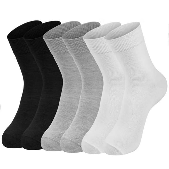Loritta Dress Socks Men Cushion Crew Socks Solid Casual Black Cotton Athletic Dress Socks for Men 6-Pack