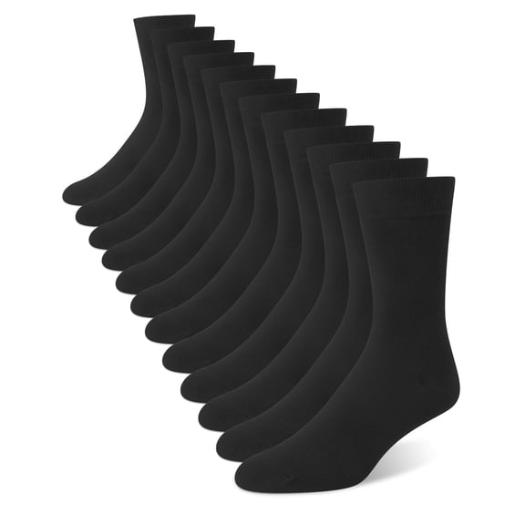 Loritta 6-Pack Men Dress Socks, Crew Socks for Men Casual Cotton Breathable Soft Business Solid Men Socks Size 6 9 Black