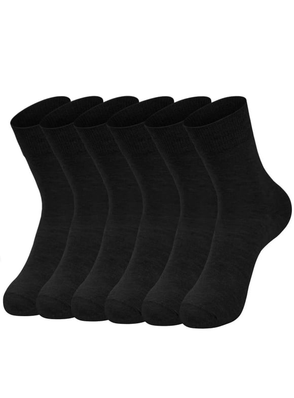 Dress Socks Men Cushion Crew Socks Solid Casual Black Cotton Athletic Dress Socks for Men 6-Pack