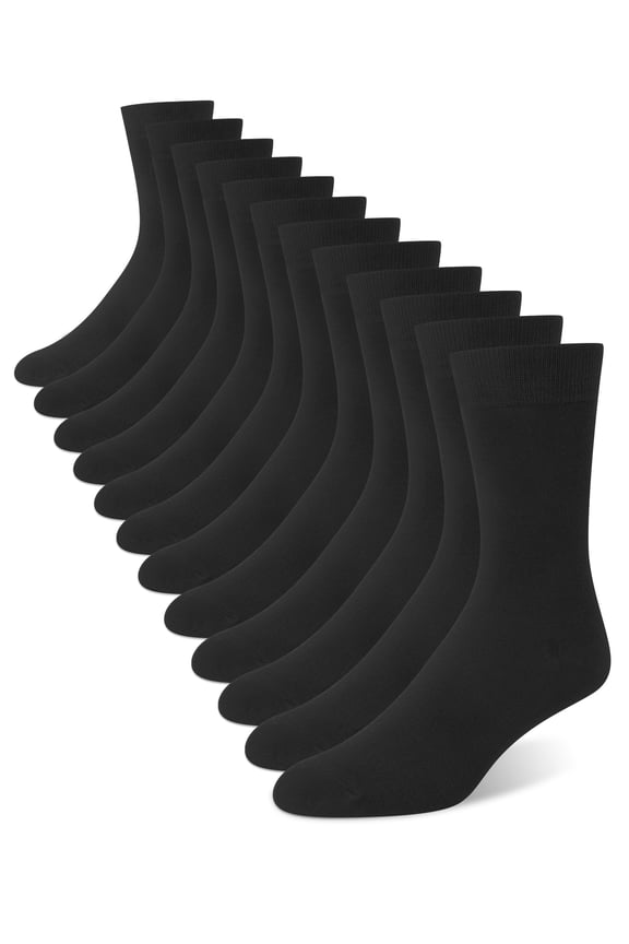 Dress Socks Men Crew Socks Solid Casual Black Cotton Athletic Dress Socks for Men 6-Pack