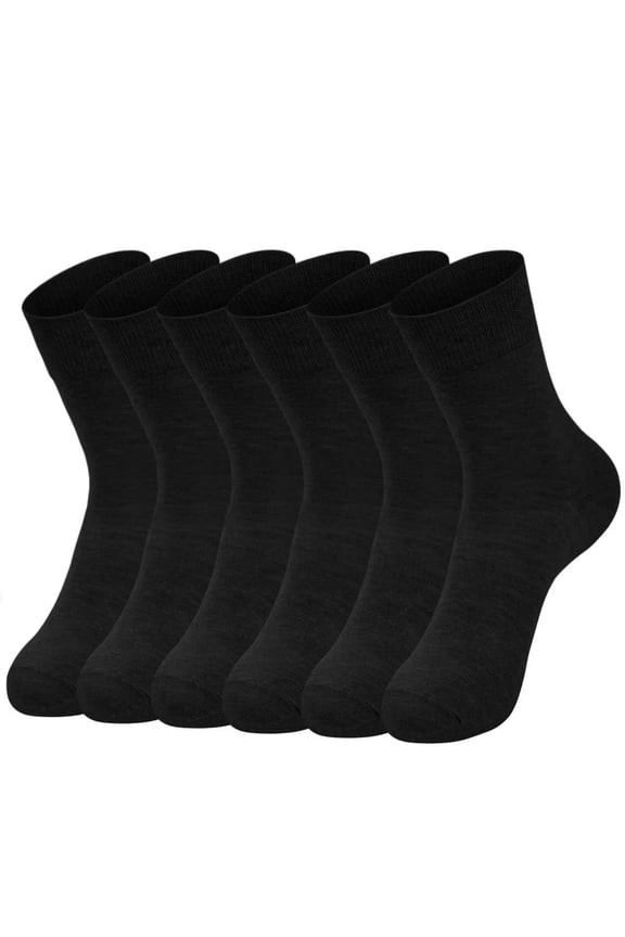 Dress Socks Men Crew Socks Solid Casual Black Cotton Athletic Dress Socks for Men 6-Pack