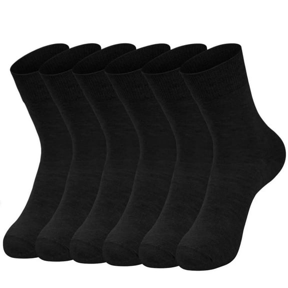 Loritta Dress Socks Men Cushion Crew Socks Solid Casual Black Cotton Athletic Dress Socks for Men 6-Pack