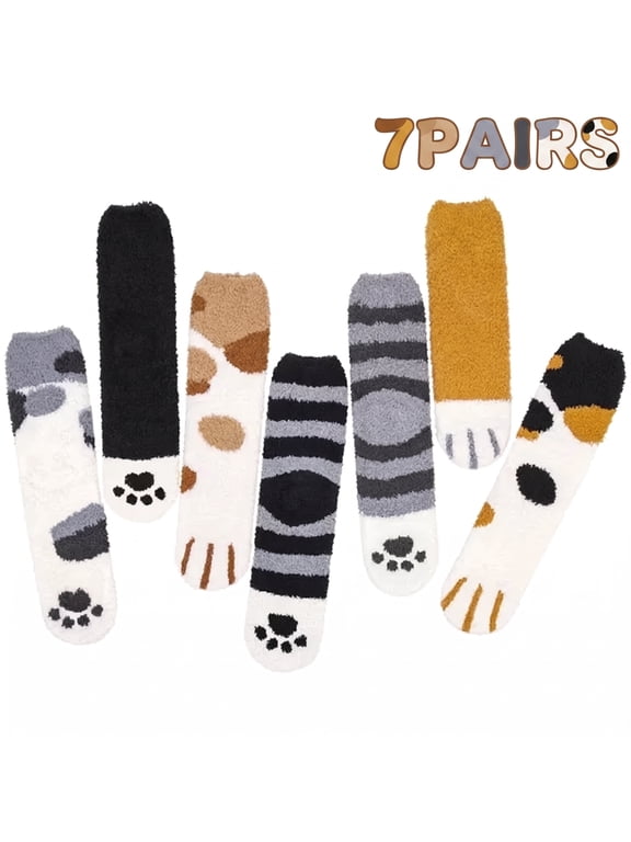 Fuzzy Fluffy Socks for Women Soft Warm Cozy Winter Socks Gifts, 7 Pairs