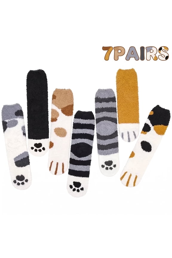 Fuzzy Fluffy Socks for Women Soft Warm Cozy Winter Socks Gifts, 7 Pairs