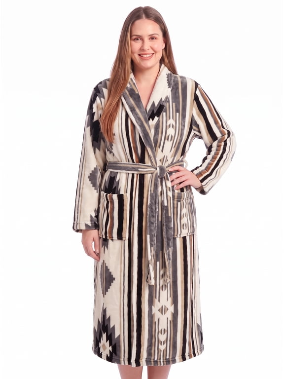 Robes for Women Long Soft Plush Coral Fleece Fuzzy Bathrobe, Winter Warm Womens Robe