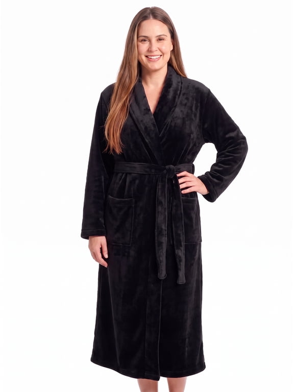 Robes for Women Long Soft Plush Coral Fleece Fuzzy Bathrobe, Winter Warm Womens Robe