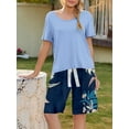 thumbnail image 1 of Loritta Lounge Set for Women 2 Piece Outfits Short Sleeve Round Neck Pjs Sleepwear, 1 of 5