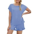 thumbnail image 1 of Loritta Pajamas Set for Woman Short Sleeve for Woman 2 Piece Round Neck Summer Lounge Set,S-2XL, 1 of 6
